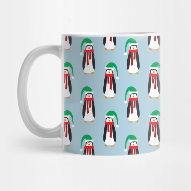 Light Blue Christmas Penguin Pattern by saradaboru